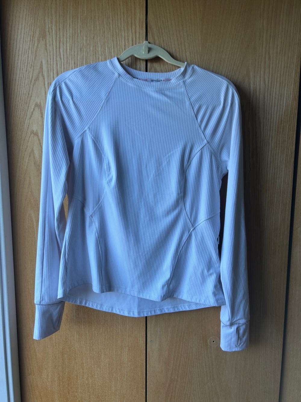 Spyder White Ribbed Long-Sleeve Performance Tee